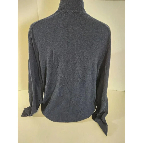 Alan Flusser Sweater Mens Blue Merino Wool Long Sleeve Mock Neck 1/4 Zip… - Picture 6 of 11